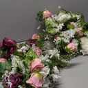 Flower Garland Artificial Rose Vine Flowers Hanging Fake Roses Vines for Wedding Birthday Party Valentines Christmas Room Wall Arch Decor,  Set of 2