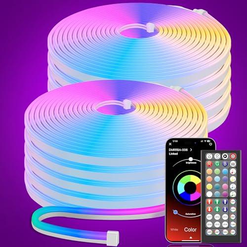 Fussion 60 FT Led Neon Rope Lights,RGB Led Strip Lights with App/Remote Control Music Sync Gaming Lights Outdoor IP67 Waterproof,Flexible DIY Design for Bedroom,Living Room,Party Decor