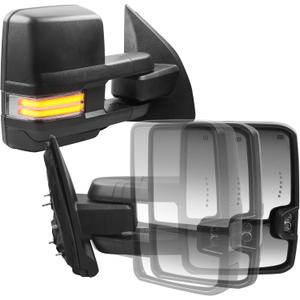 Switchback Tow Mirrors Power Heated Compatible For 03-16 Ford F250 F350 F450 F550 Super Duty Driver Passenger Side Mirror w/Turn Signal light Black
