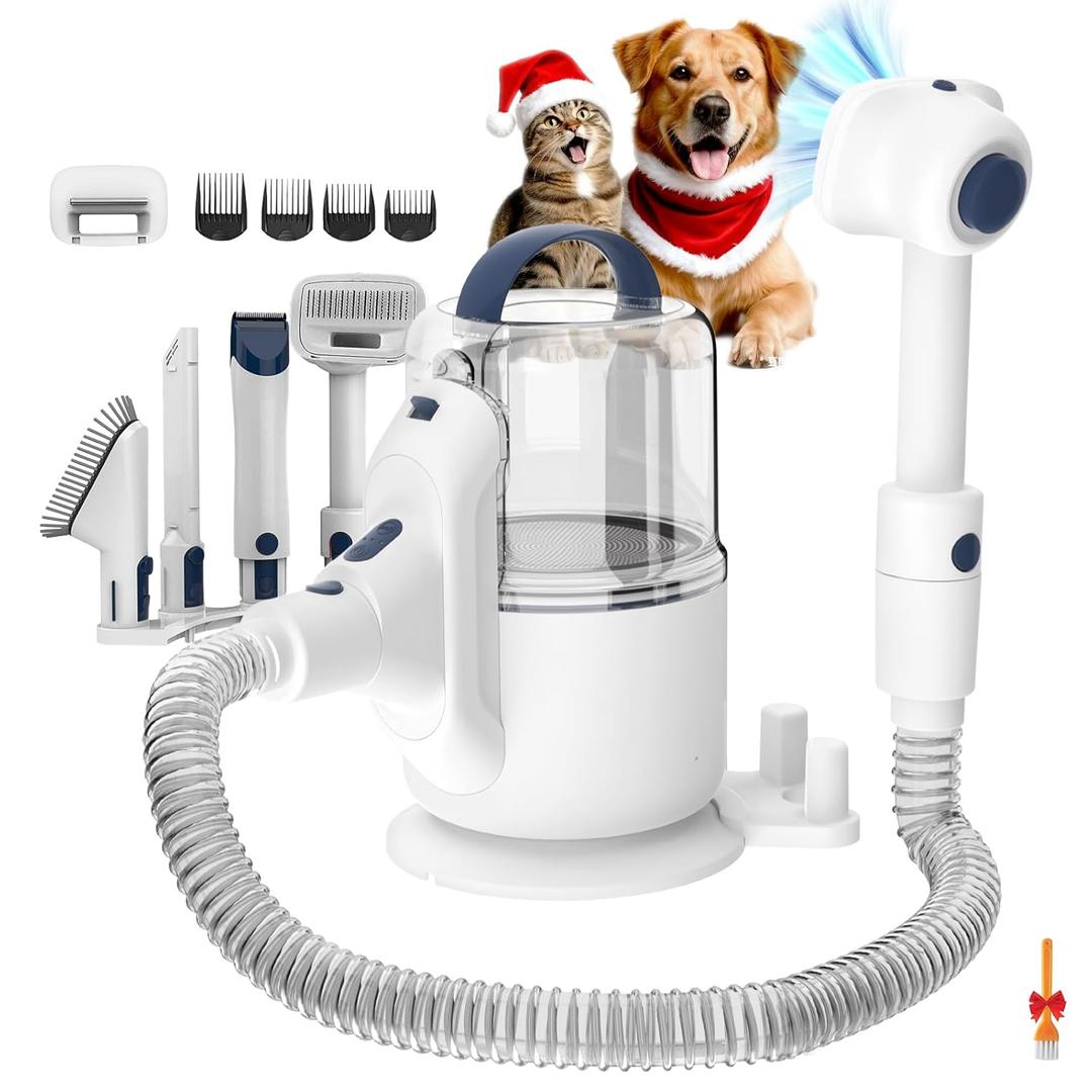 Pet Grooming Kit,Vacuum with 3 Suction Modes, 4 Brush Attachments, 2.5L Dust Cup for Dog,Cat Shedding, Hair Removal and Grooming