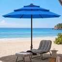 10ft Patio Umbrella, 3-Tier Vented Outdoor Table Umbrella with 8 Sturdy Fiberglass Ribs, Windproof Market Umbrella with Push Button Tilt and Crank, UV Protection for Deck, Pool, Royal Blue