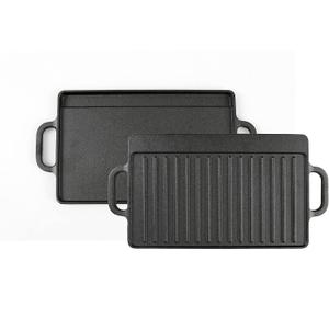 HAWOK Cast Iron Reversible Grill Rectangular Griddle 12.6x8 inch