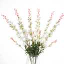 6PCS White Delphinium Artificial Flowers, Long Stem Faux Larkspur Silk Flowers, 33.5" Bendable Fake Flowers Bouquets for Tall Vase Table Kitchen Home Offices Garden Wedding Decor