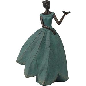 Guichifun Fairy Statue Collection Home Decoration - Leaf Angel Girls with Dragonfly Resin Home Decor for Outside or Inside Rustic Garden Outdoor Yard Decorations Figurines Gift 7.4 x 5.25 x 12 Inch (Large)