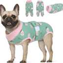 KOESON Recovery Suit for Dogs, Female Male Pet Surgery Onesie Post Spay Neuter, Professional Dog Abdominal Recovery Shirt with Pee Hole, Soft Surgical Bodysuit Anti-Licking, Strawberry L