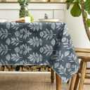 Horaldaily Spring Tablecloth 6084 Inch Rectangular, Dark Teal Traditional Vintage Botanical Pattern Daisy Flower Washable Seasonal Table Cover for Party Picnic Dinner Decor
