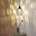 Plug in Pendant Light Green Hand Blown Rippled Glass Shade On/Off Switch 16.4 Ft Cord E26 Base Pendant Lighting for Living Room Sunroom Porch