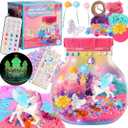 Fnylague Unicorn Terrarium Kit for Girls Light Up with Glow in The Dark Castle Age 6-8 8-10, Unicorn Craft Kits for Kids, Night Light Toys with Hanging Rope & Stickers.
