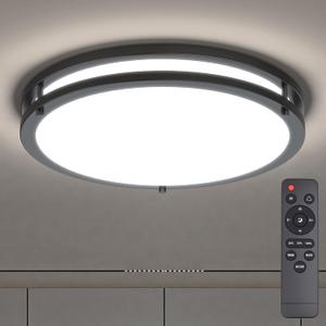 LED Ceiling Light with Remote 14 Inch Flush Mount Ceiling Light Fixture, 24W 3000K-6000K Adjustable Color Temperature, Dimmable Lighting Fixtures for Kitchen Bedroom Hardwired Installation, 14 in - 1Pack