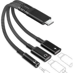 tavalmax USB C Splitter, USB C to 3.5mm Headphone and Charger Adapter, USB Type-C Digital Audio Headset/ OTG Converter with 60W PD Fast Charging Dongle Cable for iPhone17/ 16, iPad, MacBook, Galaxy, Pixel