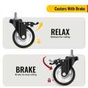 HOLKIE Caster Wheels 4 inch Total Locking Stem Casters, 3/8" -16 x 1 (Stem Diameter 3/8", Stem Length 1") Threaded Stem Casters Swivel Casters Set of 4 Heavy Duty Castors Black