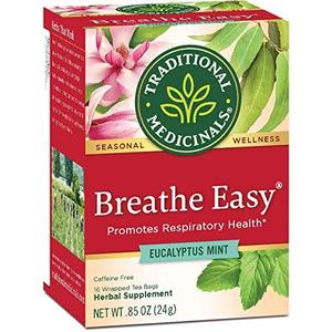 Traditional Medicinals Breathe Easy Eucalyptus Mint Herbal Tea, Promotes Respiratory Health, (Pack of 1) - 16 Tea Bags