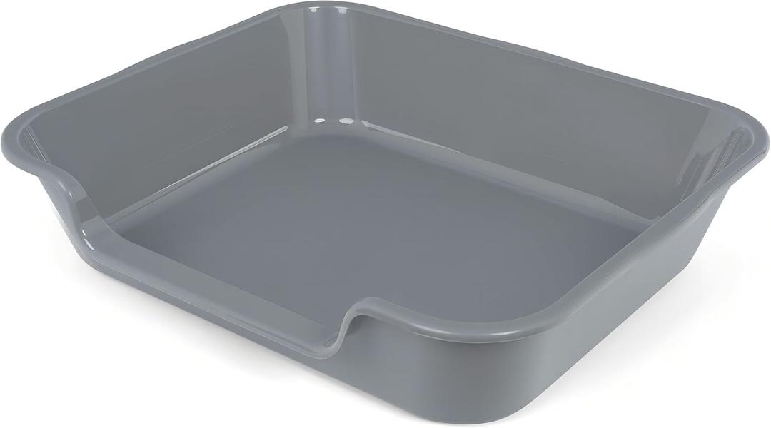 1 Pack of Extra Large Cat Litter Box (ABS Material), Low Entry Senior Litter Pen for Geriatric Kitty Big Cats, Jumbo Pet Safe Litter Boxes Tray for Indoor Pets Potty (Gray, 24" L x 20" W) (Large (Pack of 1), Dark Gray)