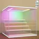 NONEMEY Clear Acrylic Display Case with Light ,3/4/5/6 Tier Multiple Color Lights via Remote Control Dustproof Display Box for Collectibles Figures Mini Toys (5Tier 12.4*12.2*12inch )