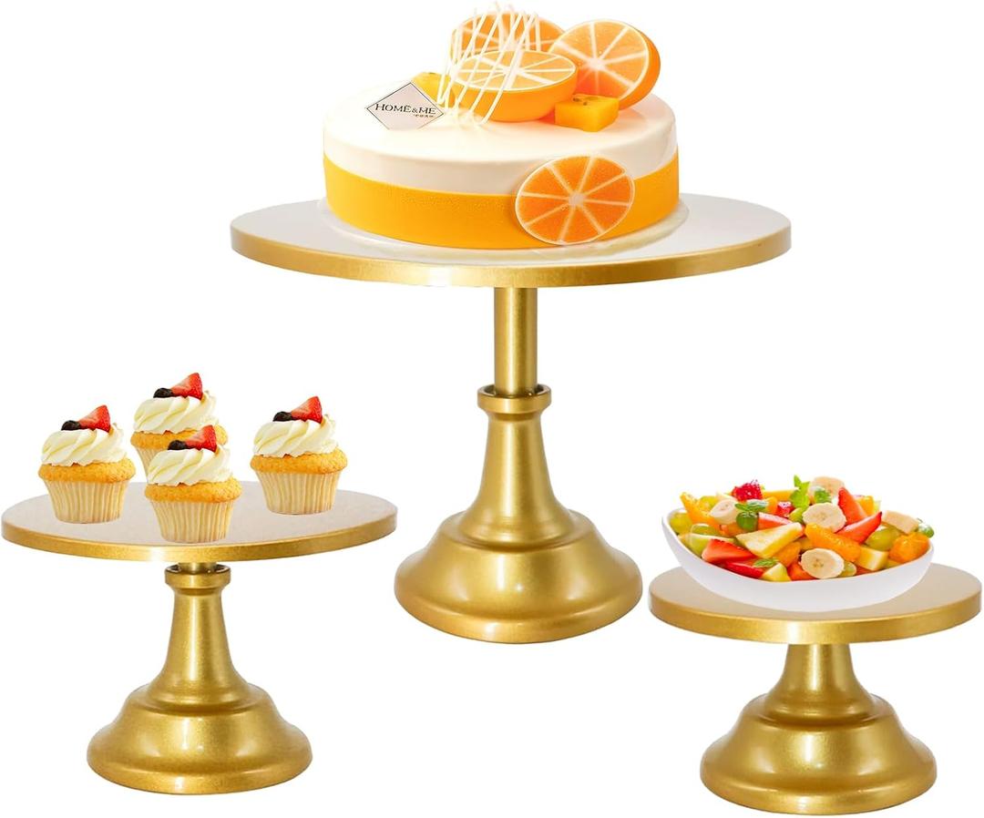 3 Set Gold Cake StandDisplay Plate Dessert Cupcake Pastry Candy for PartyElegant Round Cylinder Columns tables for Weddings Cake StandsBirthday Party