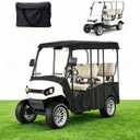 Golf Cart Cover 4 Passenger with Clear PVC Windows, 420D Heavy Duty Waterproof Golf Cart Seat Cover for 86" Roof Yamaha EZGO Club Car, Windproof All-Weather Golf Cart Accessories