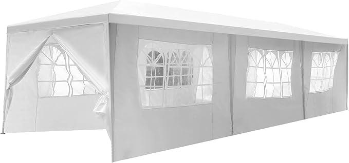10 ft. x 30 ft. White Wedding Party Canopy Tent Outdoor Gazebo with 8 Removable Sidewalls