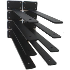 8 Pack  12 inch Black Hidden L Shelf Bracket (1/5 Inch Thicked) Iron Floating Shelf Brackets Rustic Industrial Metal Brackets for Shelf Support