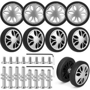 8 Pcs Luggage Wheels Replacement, 60mm/2.36in Wear-Resistant Spare Suitcase Wheels Replacement Luggage Repair Parts Kit for Double Tires, V-A4
