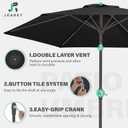JEAREY 7.5FT Patio Umbrella Market Table Umbrella with 6 Sturdy Ribs, Push Button Tilt/Crank Outdoor Umbrella for Garden, Deck, Backyard, Dark Black