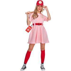 Morph, Pink Baseball Costume, Baseball Player Costume, Softball Halloween Costumes Women, Movie Character Costumes Plus Size (Small)