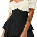 AOHITE Womens Summer Tube Top Dress Off-Shoulder Ruffled Flowy Mini Short Dresses (Small, B-black & White)