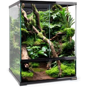30 Gallon Tall Reptile Glass Tank Terrarium 18"x18"x24" Large Habitat Enclosure for Gecko,Lizard,Chameleon,Frog,Snake,No Install Needed and Come with Tank Background