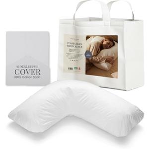FOSSFLAKES Side Sleeper Pillow L-Shaped with Cover Ergonomic Contour Cushion for Body Alignment Orthopedic Support, Luxury Breathable Bedding By Nordic Sleep, One Size, Size: Sidesleeper Firm