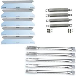 Direct store Parts Kit DG253 5-pack Replacement burner, heat plate/shield, Crossover Tube for Charmglow 720-0289 720-0396 720-0536 720-0578 Gas Grills, 17 inch replacement pipe burner and heat plate