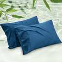 Bedsure Pillow Cases Queen, Cooling Pillow Cases, Rayon Derived from Bamboo Teal Blue Pillowcases Queen Size Set of 2, Soft & Breathable Bedding Pillow Covers with Envelope Closure, 20x30 Inches