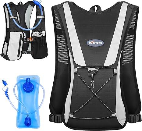 KUYOU Running Hydration Vest - Lightweight Insulated Hydration Backpack with 2L Water Bladder, Adjustable Chest Straps and Reflective Water Backpack for Trail Running Marathon Race Hiking Cycling 