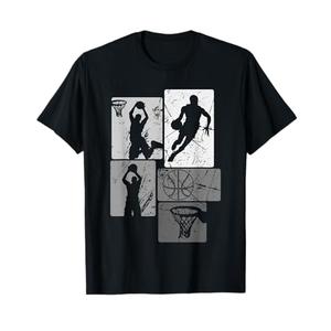 Retro Style Basketball Playing Kids Boys 10-12 12-14 Gifts T-Shirt Medium