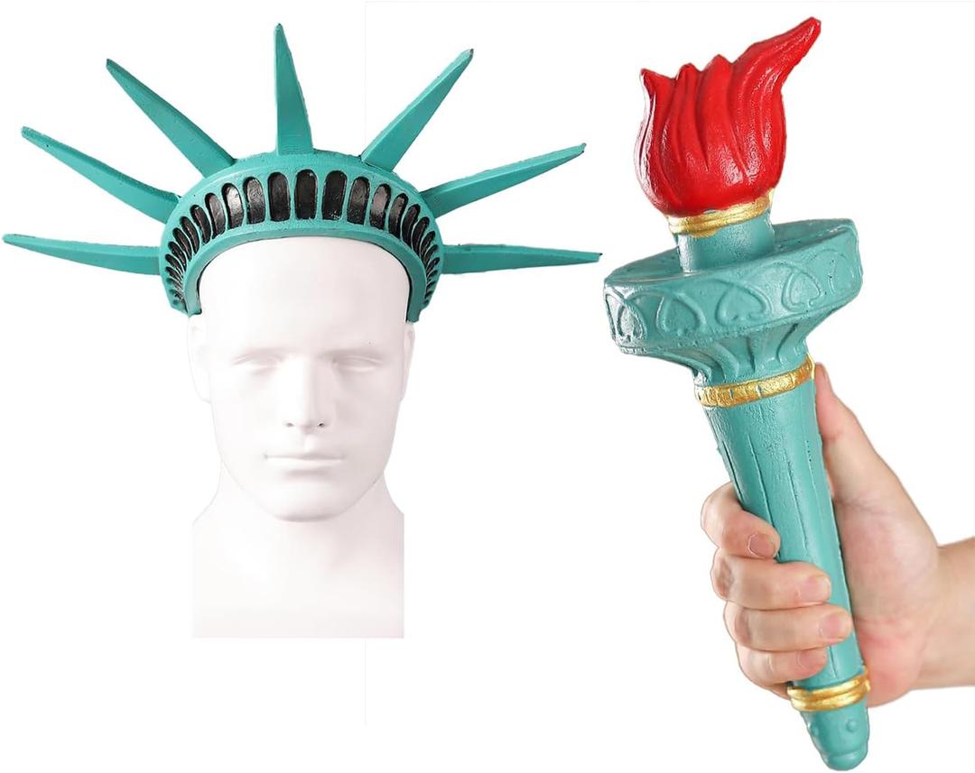Statue of Liberty Torch and Crown Costume 4th of July Statue of Liberty Head Piece for Independence Day Patriotic