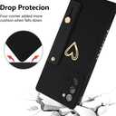 Fiyart Designed for Samsung Galaxy Note 20 Case with Phone Stand Holder Cute Love Hearts Protective Camera Protection Cover with Wrist Strap for Women Girls for Galaxy Note 20 6.7"-Black