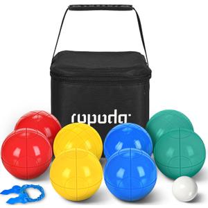 ropoda 90mm Bocce Ball Set, Lighter Bocce Ball for Beginners with 8 Balls, Pallino, Case and Measuring Rope for Backyard/Beach/Lawn, Composite Plastic for Kids Teens Beginners