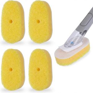 4-Pack Dish Wand Sponge Refills for Scrub Daddy Dish Daddy (Yellow)