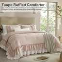 Bedding_Dreamer Taupe and White Two-Tone Ruffle Comforter Set Queen, 3 Pieces Shabby Chic Farmhouse Bedding, Soft Microfiber Comforter with Matching Shams, All Season
