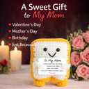 Crochet Toast Gift for Mom from Daughter or Son, Cute Handmade Plush Keepsake with Heartfelt Message Card, Mothers Day or Birthday Gift, Small Desk Decor