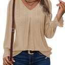 KISSMODA Long Sleeve Shirts For Women Fall Fashion 2025 Trendy Mesh Long Sleeve Tops Trendy Fall Outfits Blusas De Mujer De Moda En Oferta Mesh Top Puff Sleeve Blouse Apricot colored L (L)