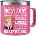 BECHUSKY Christmas Aunt Gifts From Niece, Nephew - Aunts Birthday Gifts - Aunt Mug - Christmas Gift For Aunts, Auntie - Mothers Day Gift Idea From Kids - Stainless Steel Tumbler 14 OZ