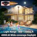 102-Inch Outdoor Solar Lamp Post with Motion Sensor Security, Remote Control Dusk-to-Dawn LED Street Light, IP65 Waterproof Adjustable Metal Pole for Yard, Garden, Pathway & Pool
