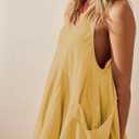 Women Casual Summer Dresses Sleeveless Crew Neck Backless Tunic Mini Dress Loose Flowy Tank Sundress with Pockets (Yellow, L)