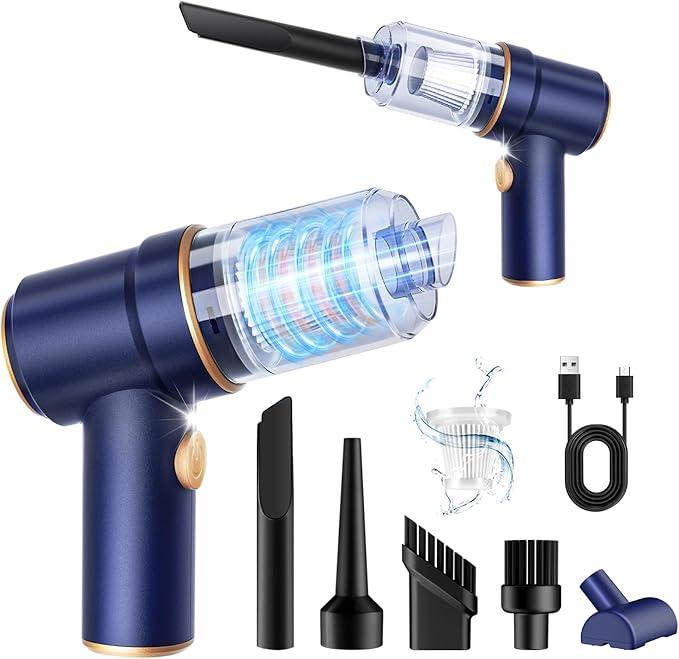 KMM Handheld Car Vacuum Cleaner, 9000PA Vacuum Cleaner & Air Duster, 120W High Power Vacuum Portable Cordless, Hand Held Vacuum Rechargeable with Multi-Nozzles & LED Light for Home, Car, Office