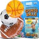 ArtCreativity Sports Balls Water Splash Toys - Set of 3 - Spongy Bath Toys for Kids - 3 Different Athletic Ball Designs Include Football, Basketball, Soccer Ball - Bathtub Toys & Kids Pool Accessories