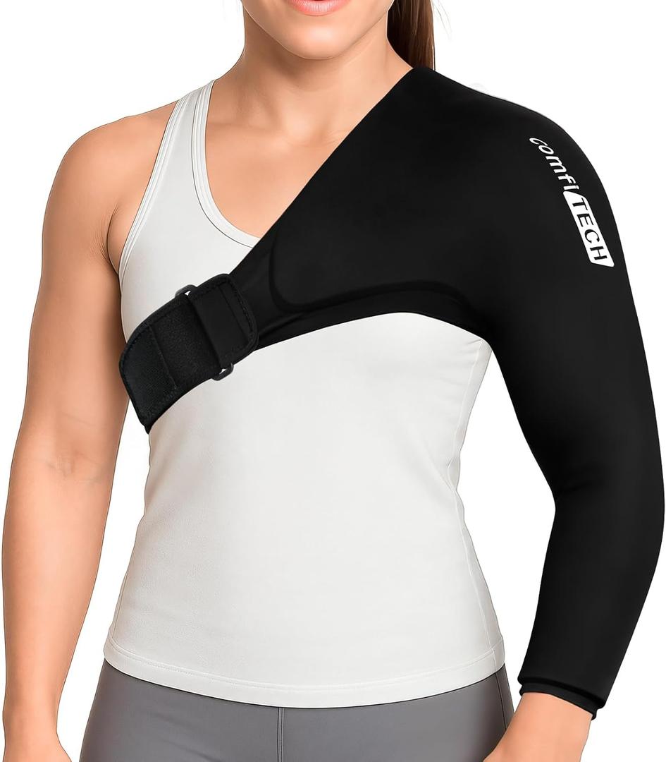 ComfiTECH Shoulder Arm Ice Pack Wrap for Pitchers, Ice Arm Sleeve for Volleyball Player, Athlete, Flexible Cold Application for Throwing Recovery, Elbow Joint and Muscle Relaxation & Daily Use, Medium