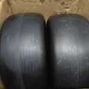 13x6.5-6 Flat Free Lawn Mower Tire and Wheel, 13x6.50-6 Solid Smooth Replacement Front Tires for Zero Turn Lawn Mowers, with 3/4" & Extra 5/8" Bearings, 4"-8.2" Centered Hub, Black Rim, 2 Pack