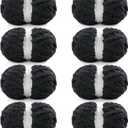 8 Pack Chunky Yarn for Crocheting, Blanket Thick Chenille for Hand Knitting, Soft Chunky for Crochet - 28 Yds 7.7 Oz Each Skein (Black)