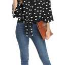 VIISHOW Women's Casual V Neck Tops 3/4 Sleeve Tie Knot Summer Blouses Button Decorative Shirts Blouses,L Black Love,Small