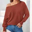 BTFBM Off Shoulder Sweaters for Women Trendy 2025 Fall Long Sleeve Casual Basic Knit Winter Oversized Pullover Sweater (S)
