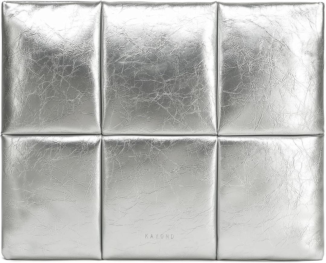 KAYOND 15-16 Inch Puffy Laptop Sleeve for MacBook Air 15 M4/M3/M2 2025-2023and MacBook Pro 16 in M4 2024,Silver